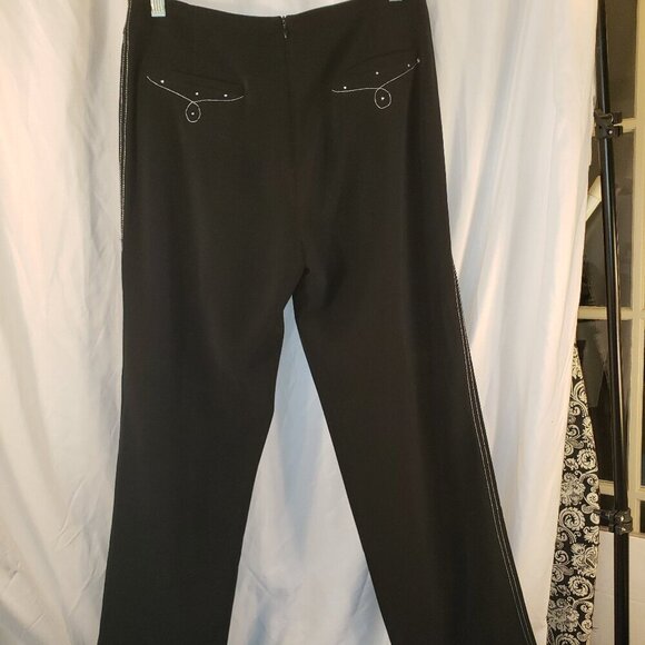 Dancing Couture Paris Women's Black Straight Leg Pants w/Metallic Thread - L - Picture 4 of 7